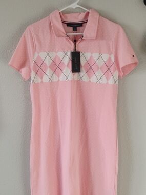 Tommy Hilfiger Light Pink Argyle Polo Zip Dress